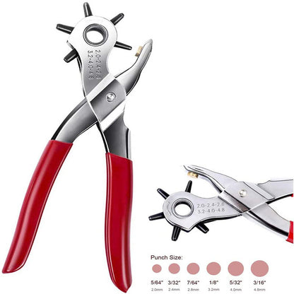 9" Leather Hole Punch Hand Pliers Belt Holes 6 Sized Puncher Heavy Duty Tool New