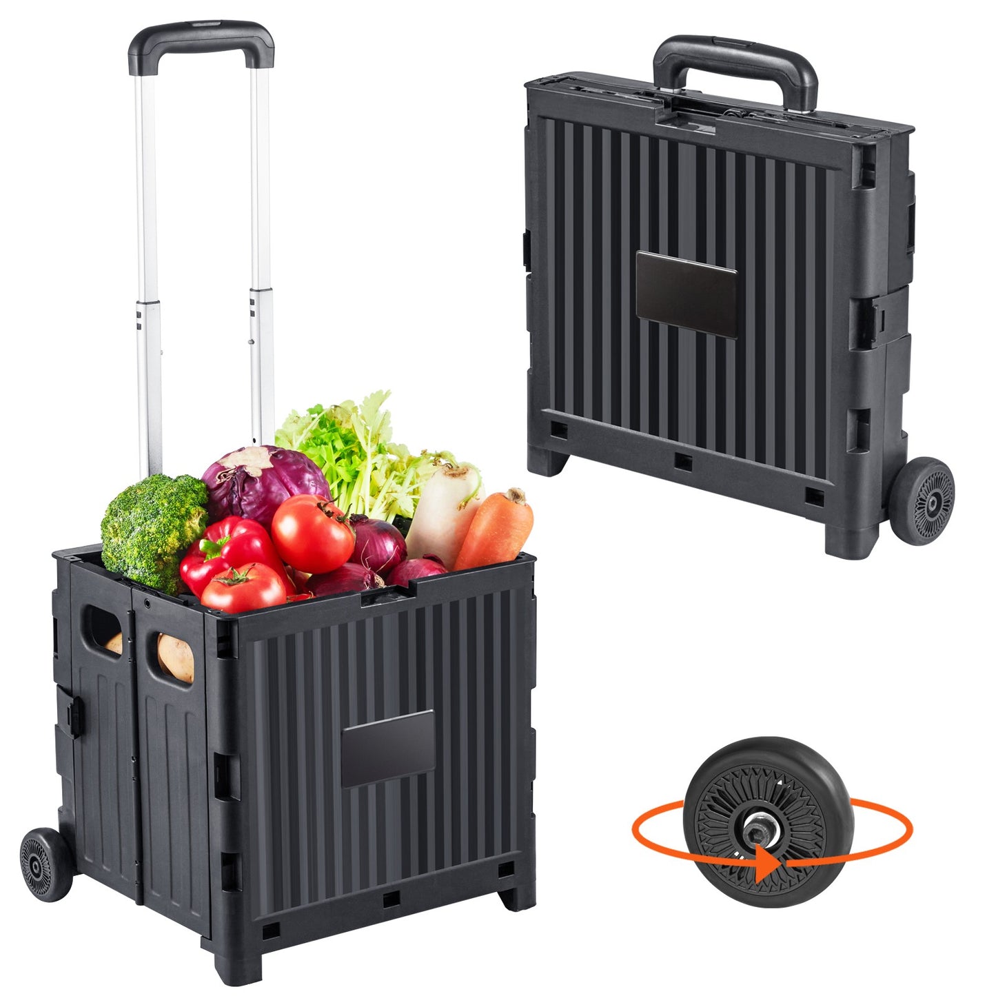 Folding Shopping Cart Foldable Utility Cart 80 Lbs Telescoping Handle