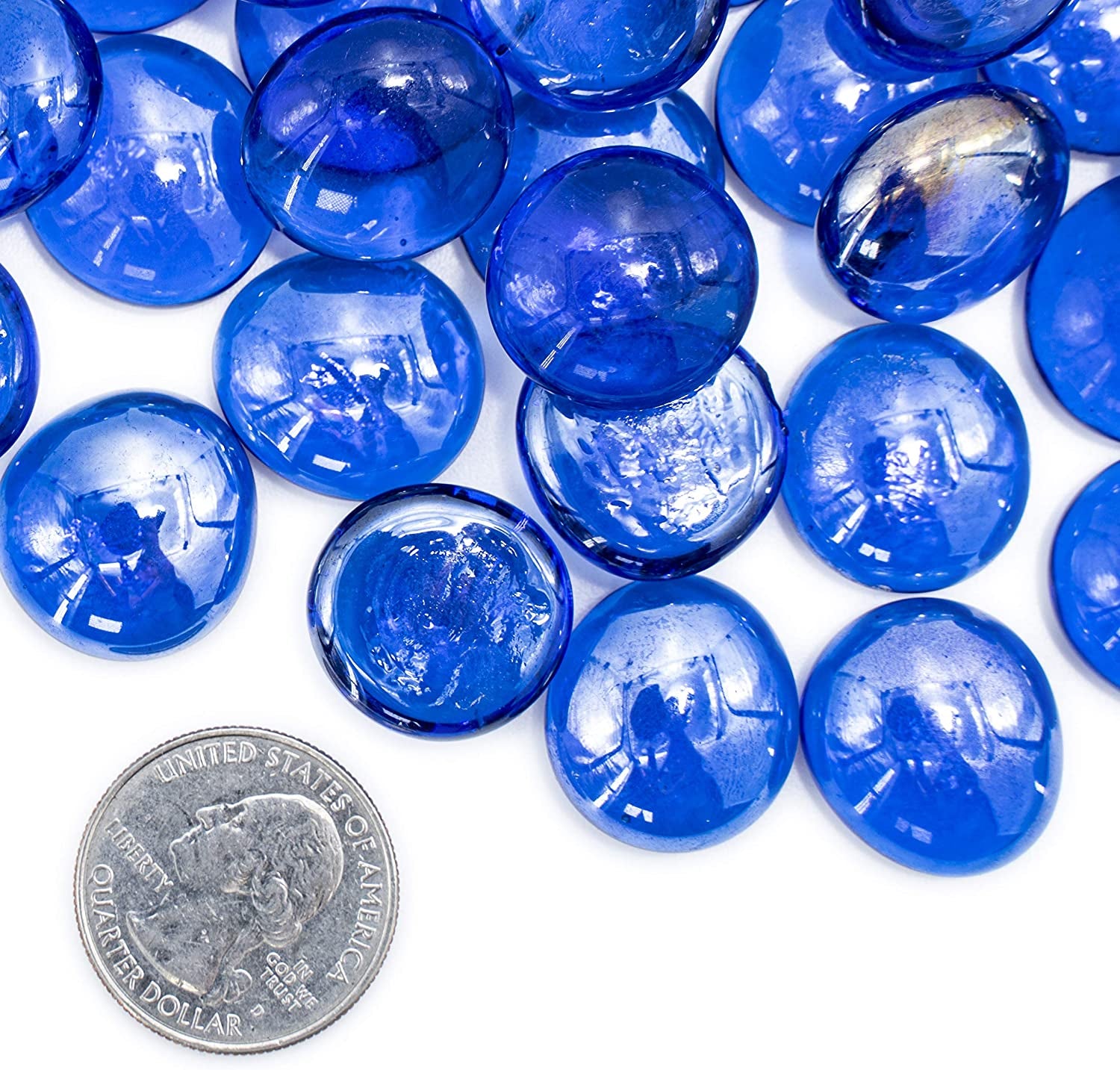 Tempered Crystal Fire Pit Beads Lavaglass round Fire Pit Dispersion Glass, 10 Lb, Indigo Dream