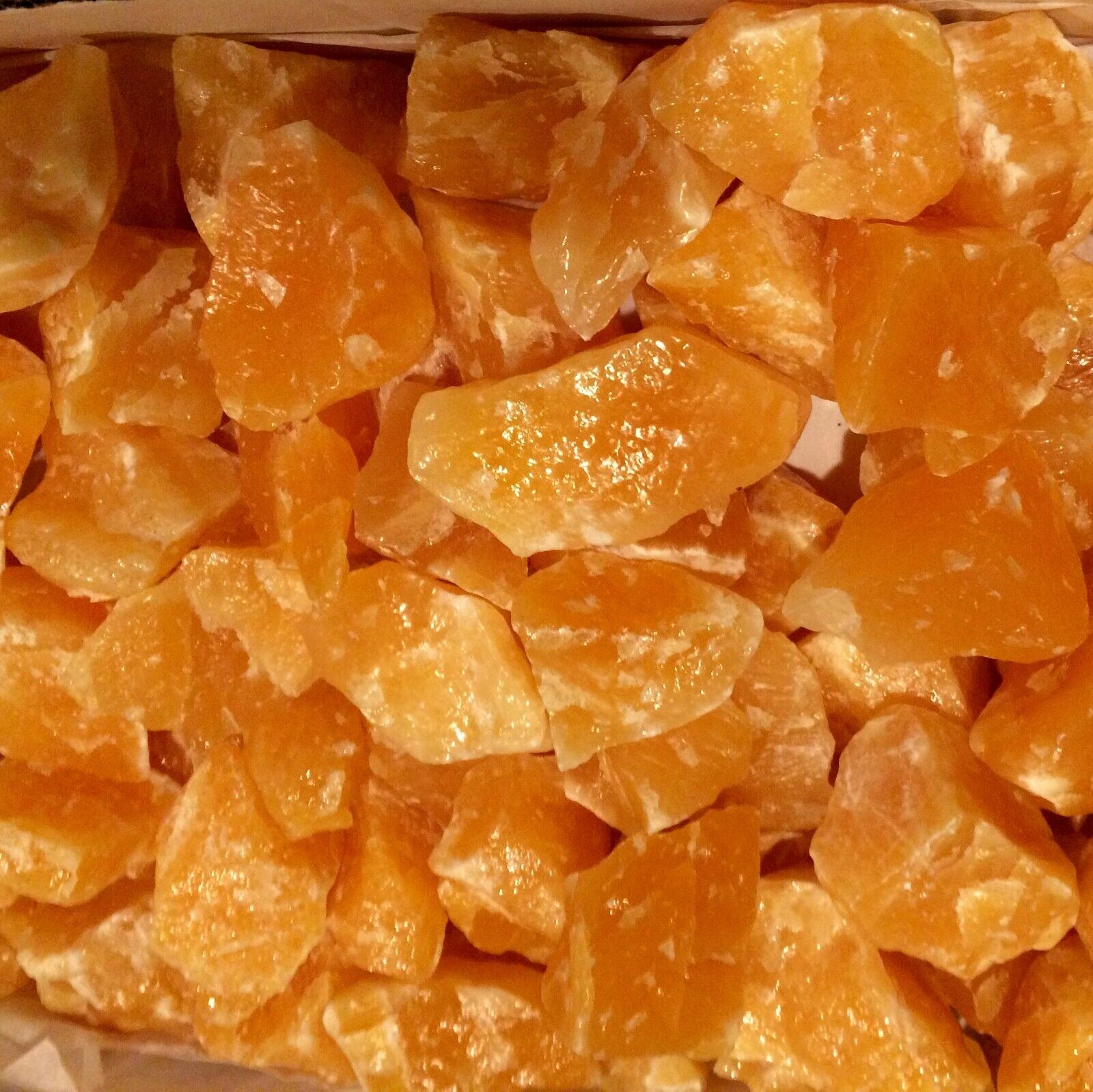 1/2 Lb LOT Calcite Orange Natural Crystal Rough Gemstone Raw Stone Bulk Healing