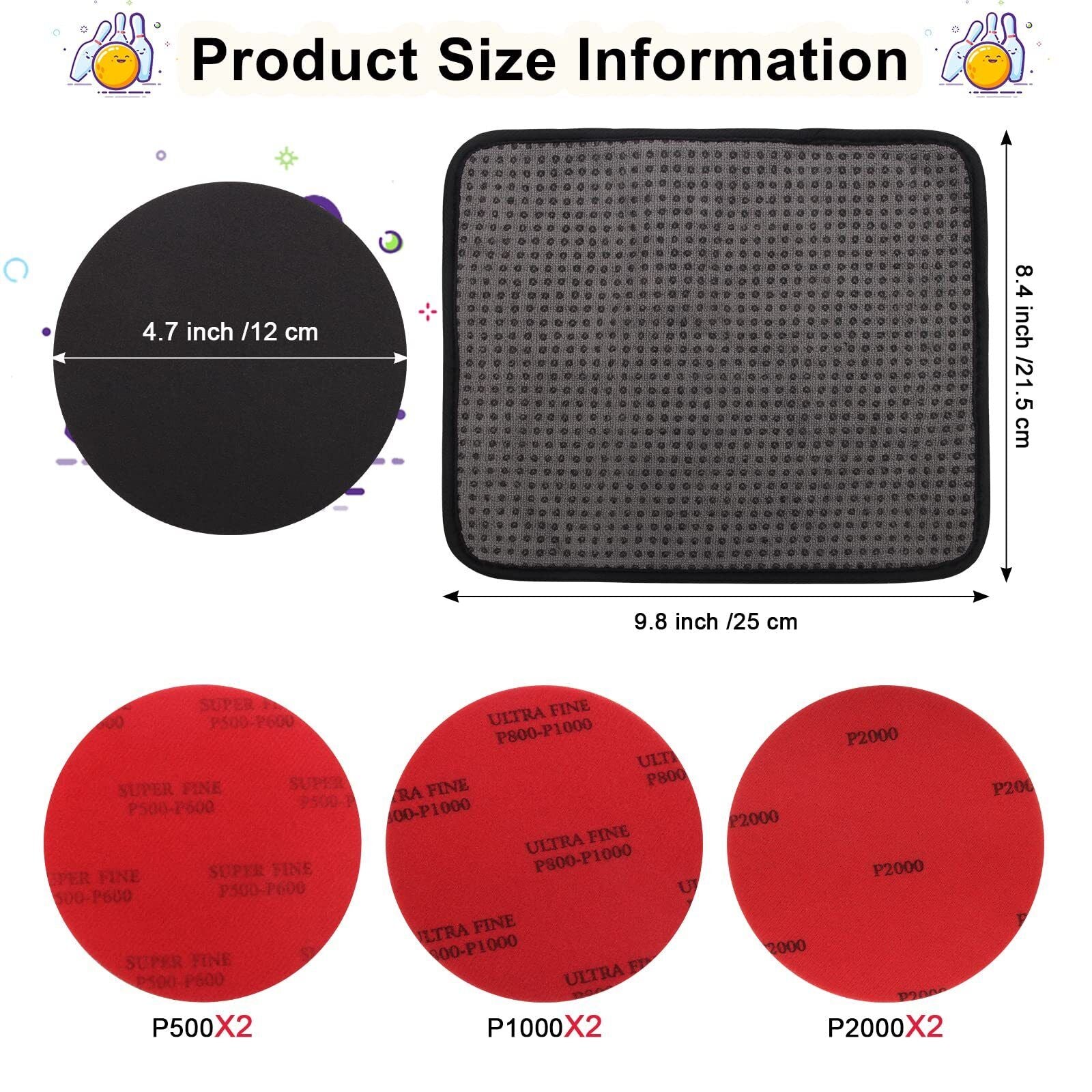 6+1 Pack Bowling Ball Sanding Pads with Towels,