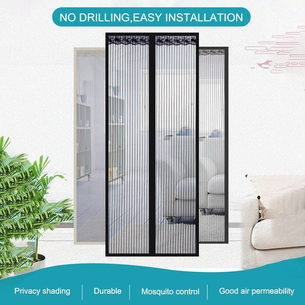 Magnetic Screen Door Mesh Hands-Free Net Mosquito Fly Insect Bug Curtain Closer