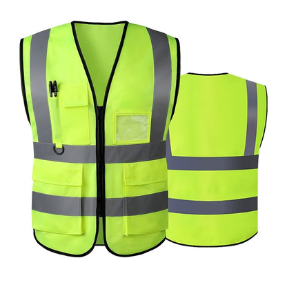 High Visibility Safety Vest with Reflective Stripes, 5 Pockets, Security Workwear – Stay Safe & Seen, Perfect for Construction, Cycling, Night Running