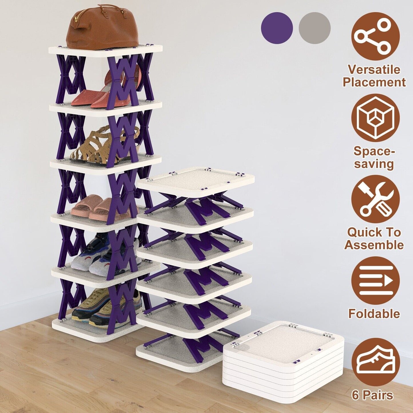 9-Tier Space-Saving Shoe Rack Organizer - Narrow Adjustable DIY Shoe Shelf for Entryway, Closet, or Bedroom, Easy Tool-Free Assembly, Modern Design