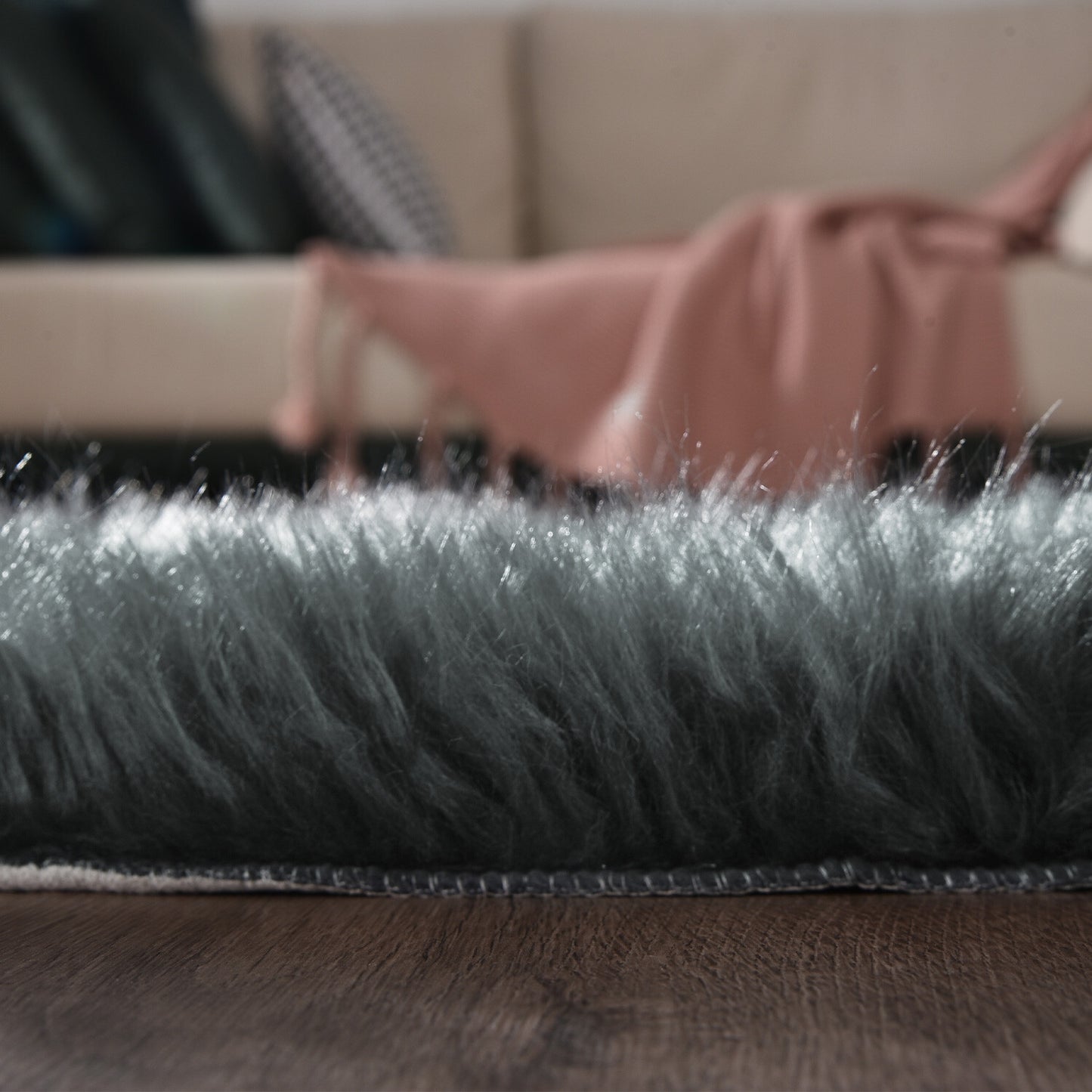 Faux Fur Sheepskin Fluffy Area Rugs round Shaggy Carpet for Bedroom Living Room