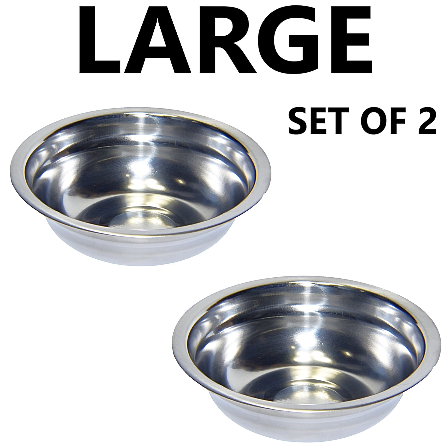 Set of 2 Dog Cat Pet Bowl Dish Metal STAINLESS STEEL Silver New XXS-XXL