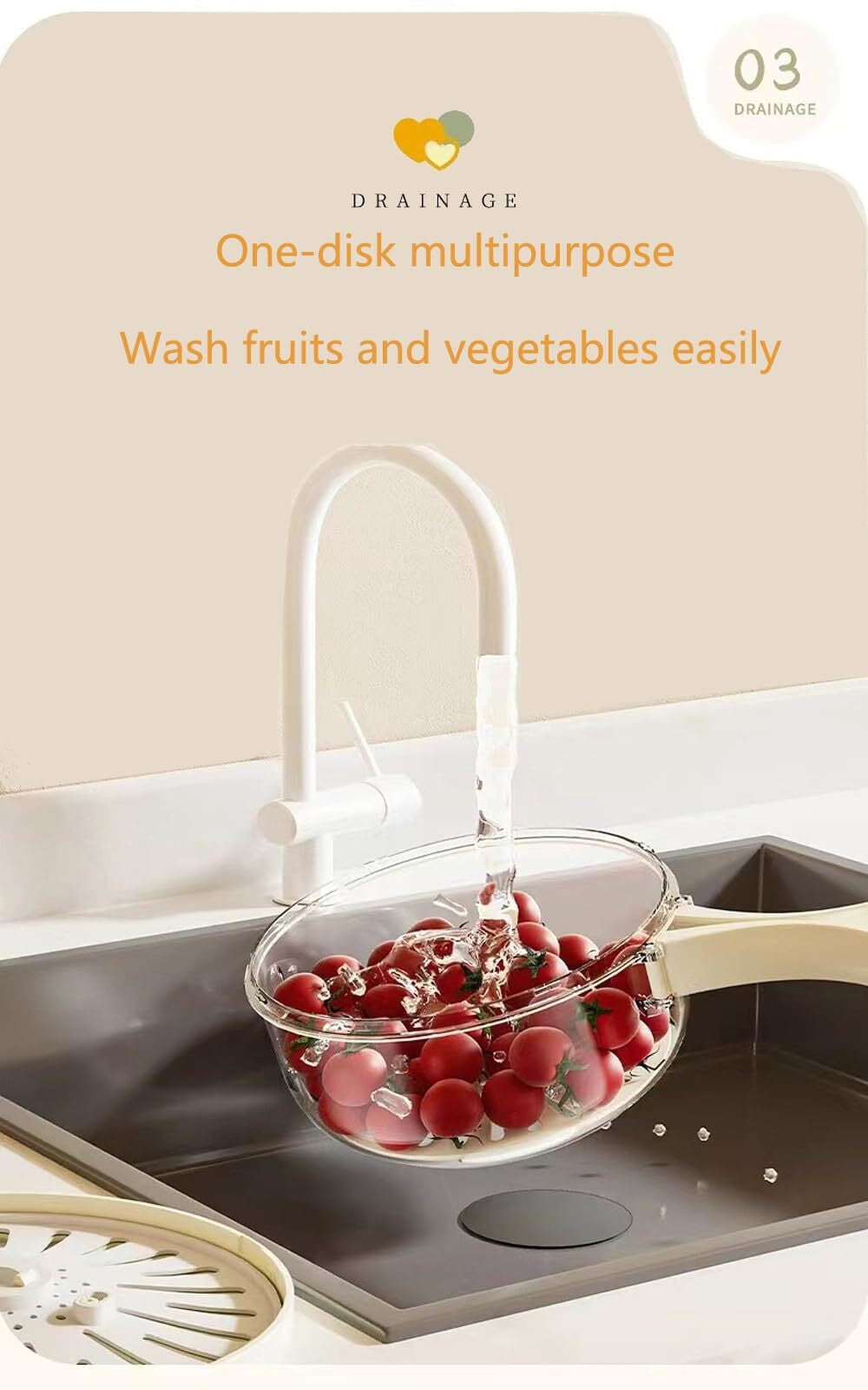 Foldable Colander with Lockable Lid Multifunctiona