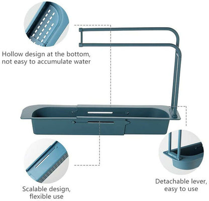 Sink Rack Telescopic Holder Expandable Storage Drain Kitchen Shelf Sponge Basket
