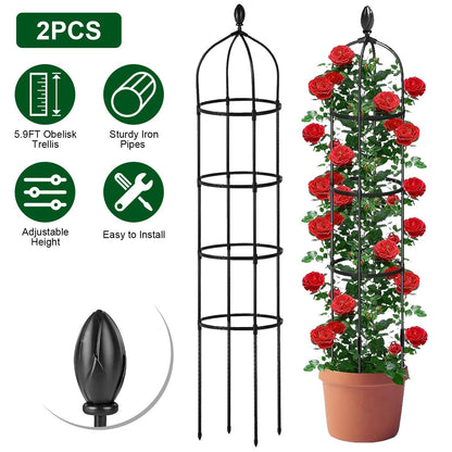 2Pack 6Ft Rustproof Garden Trellis for Potted Plants Climbing Vine Rose Clematis