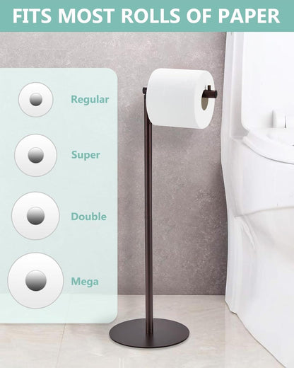 Toilet Paper Holder Stand - Space-Saving Freestanding Storage for 5-7 Rolls, No Drilling, Anti-Slip Base, Fits Jumbo & Mega Rolls, Easy Install 