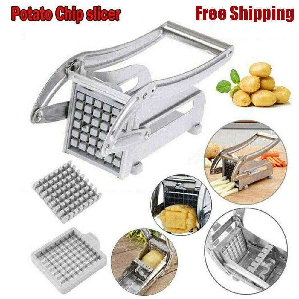 Stainless Steel Potato Slicer & French Fry Cutter, Durable, Safe, Skid-Proof Handle, Perfect for Homemade Fries & Veggie Snacks – Kitchen Essential