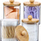 4 Pack Qtip Holder Dispenser with Bamboo Lids - 10 Oz Clear Plastic Apothecary