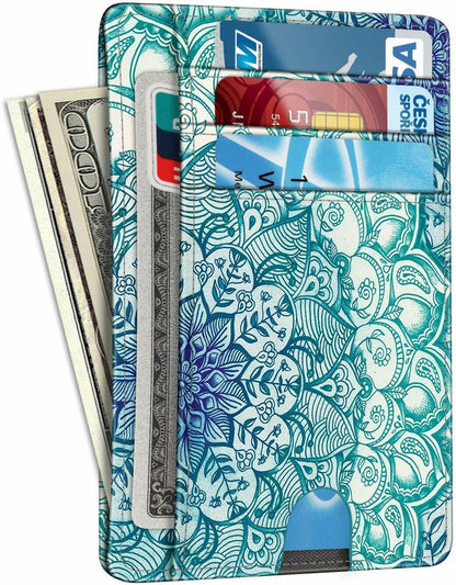 Mens RFID Blocking Leather Slim Wallet Money Credit Card Slots Coin Holder