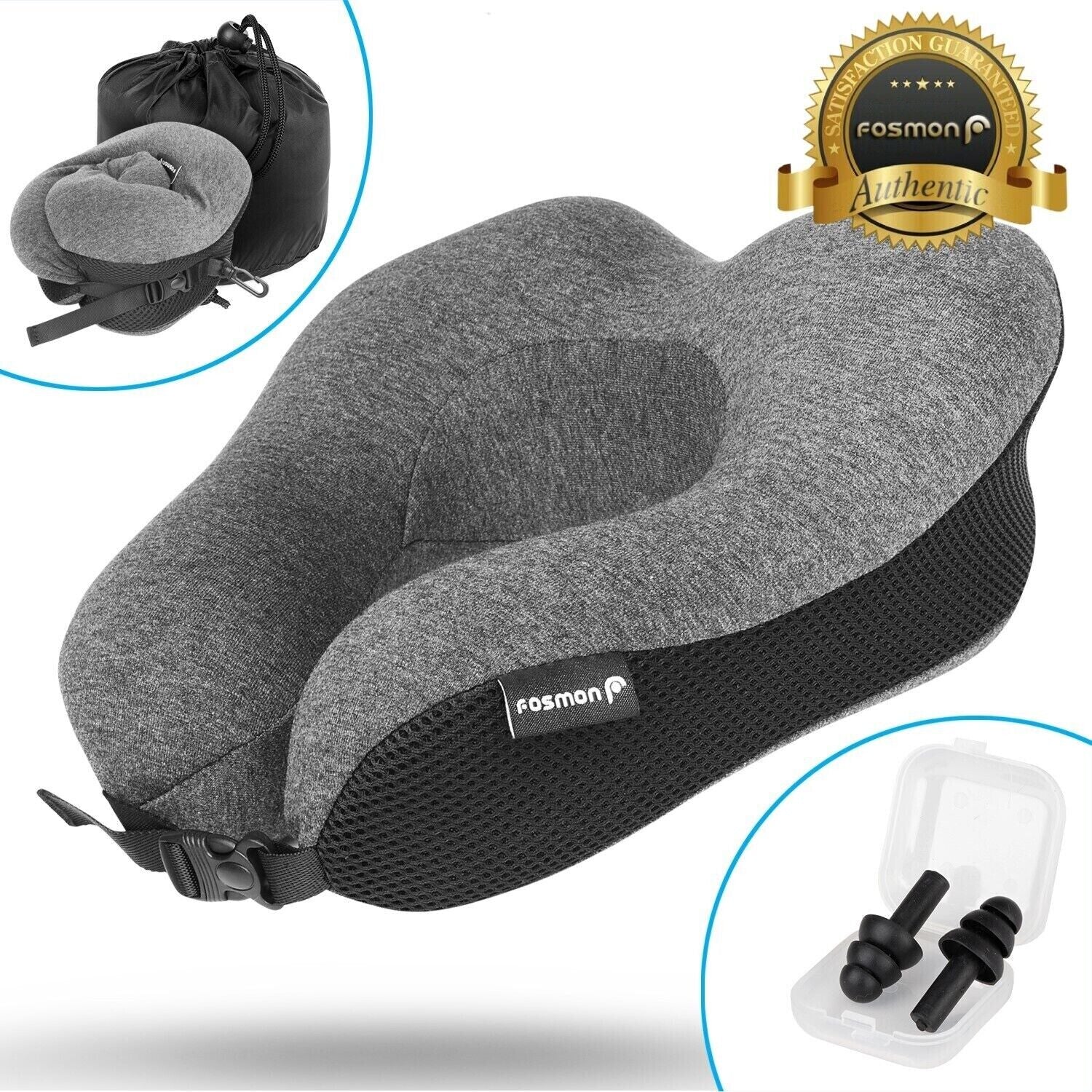 inflatable pillow, Memory Foam Travel Pillow - Ergonomic Neck Support, Cooling Mesh, Adjustable Strap, Machine Washable Cover, Perfect for Plane