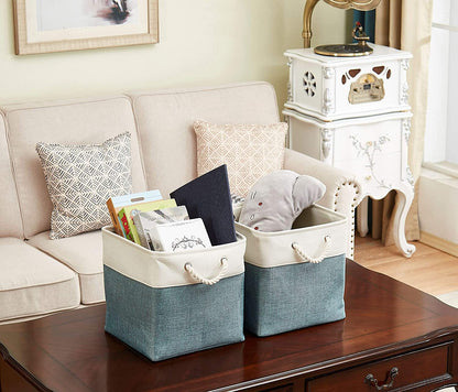 Large Storage Basket Rectangular Fabric Collapsible Organizer Bin Box 13×13×13In