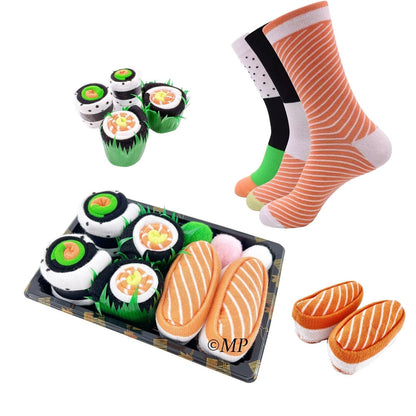 Sushi Socks, 3 Pairs Funny Socks for Men and Women Holiday Gift Socks Menswear Soft Casual Novelty Shoe Spandex Cotton Stripe Striped socks for women