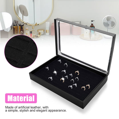 100 Slots Jewelry Ring Display Organizer Tray Holder Earrings Storage Boxes Case