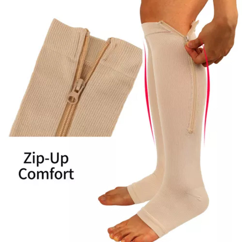 tame impala leg warmers Zipper Medical Compression Support Socks Knee High Open Toe Compression Socks Zip-Up Open Comfort Fit Womenswear Breathable