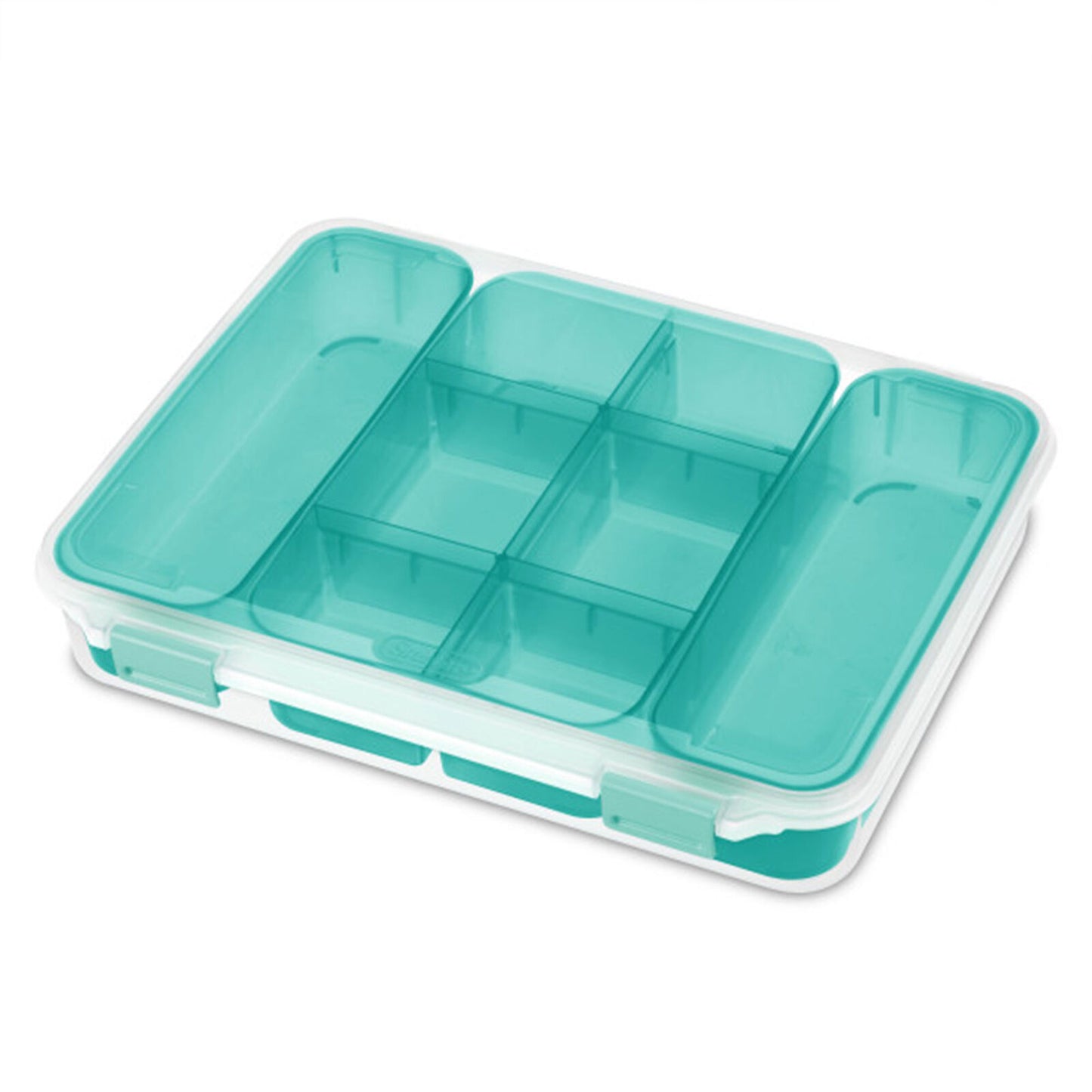 Sterilite Divided Case Stackable Plastic Small Storage Lidded Container, 6 Pack