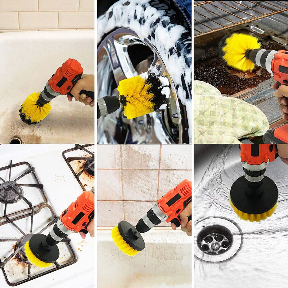 3 Pcs Drill Brushes Set Tile Grout Power Scrubber Cleaner Spin Tub Shower Wall