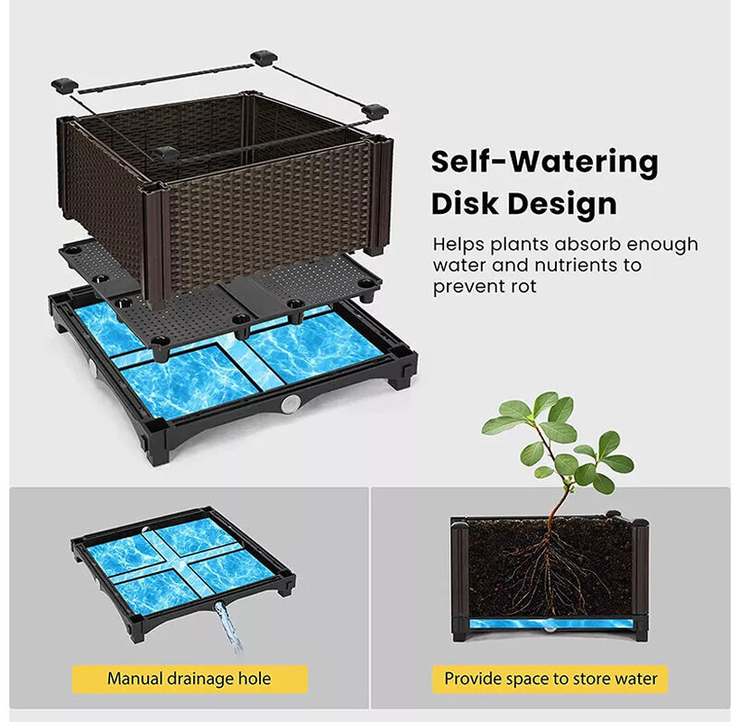 2X Elevated Rectangular Raised Garden Bed Flower Vegetable Grow Planter Care Box