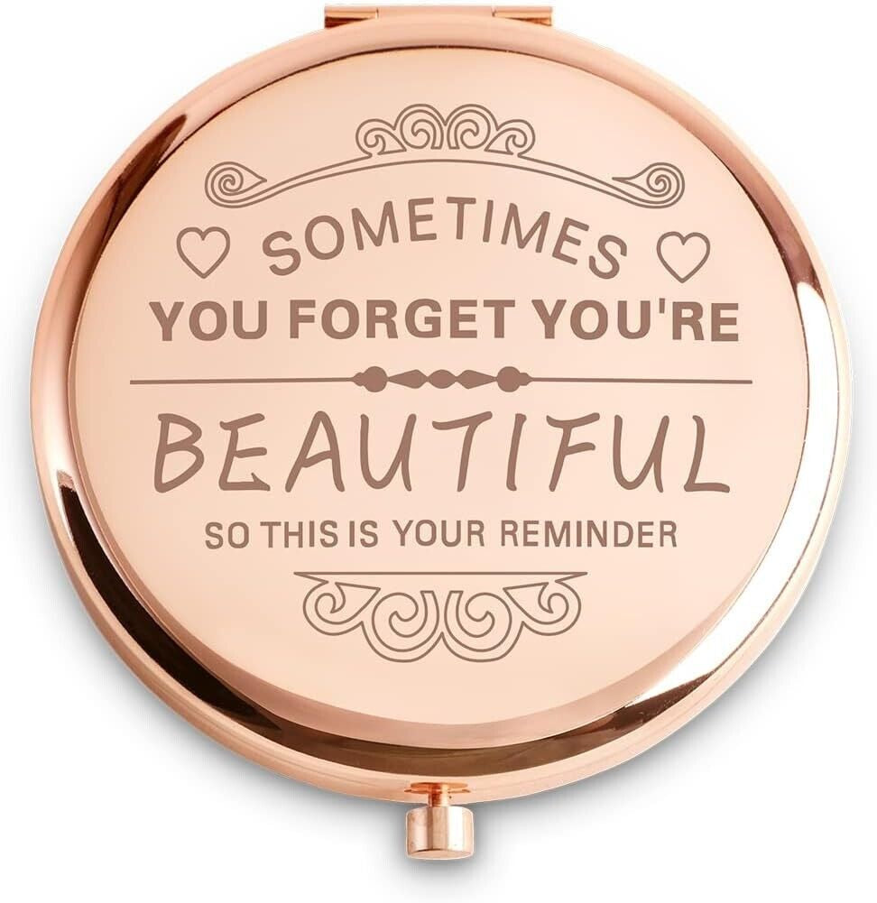 Engraved Compact Mirror with Inspirational Message – Dual-Sided, Perfect Gift for Women, Moms, Sisters & Best Friends, Ideal for Birthdays