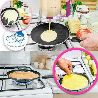 Pancake Batter Dispenser with Measuring Label (900mL) – 4 Cup Cupcake & Muffin Squeeze Bottle w/ Handle, Silicone Brush & Spatula | No Mess, Easy Baking