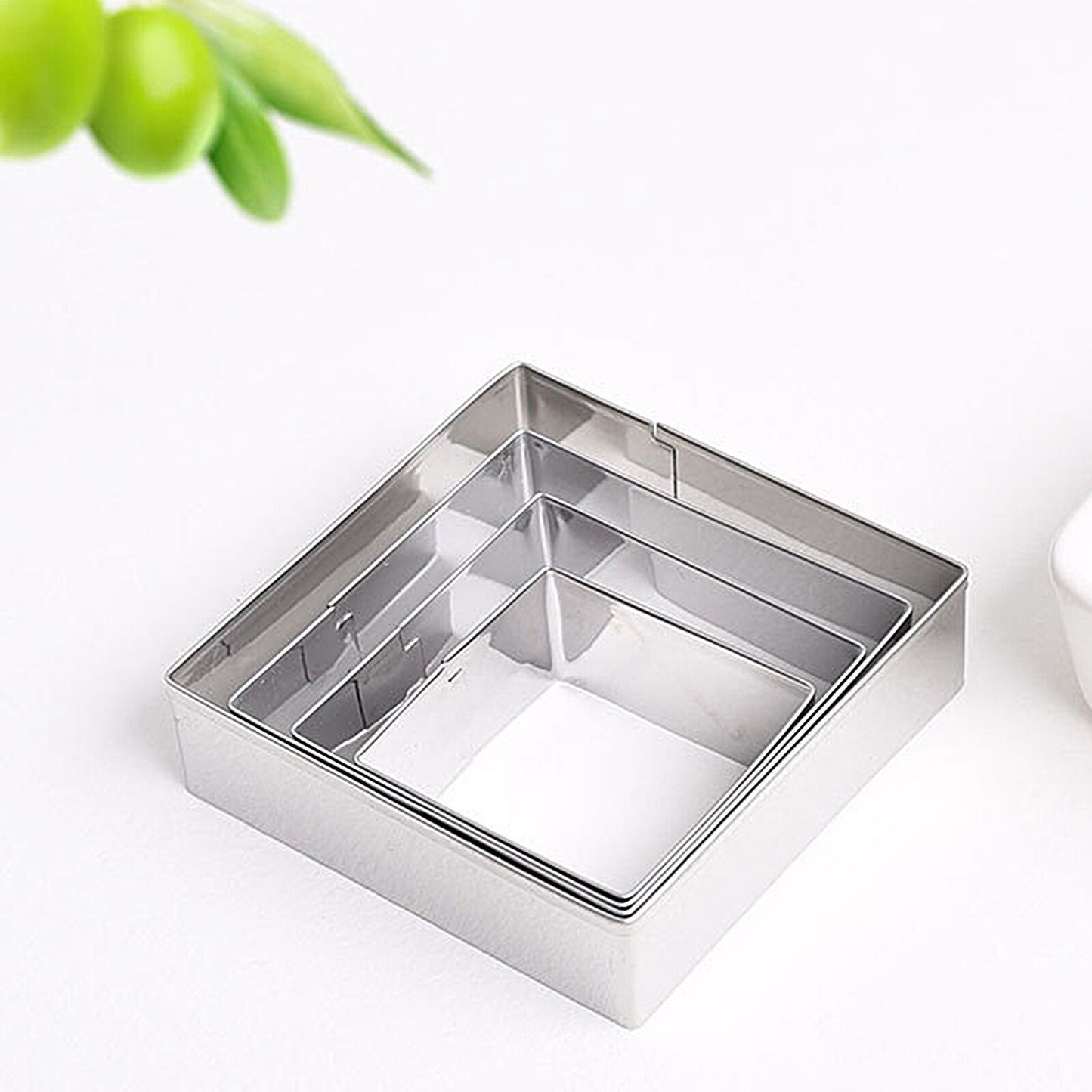 5PCS Square Shaped Cake Rings Stainless Steel Pastry Biscuit Cutting Mold Bakin