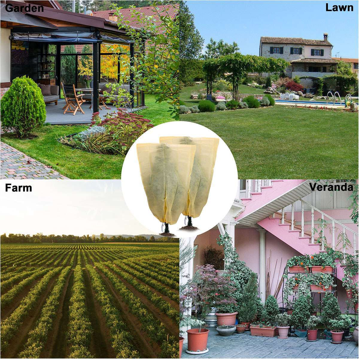 1/2/4X Reusable Plant Covers Freeze with Drawstring for Winter Frost Protection