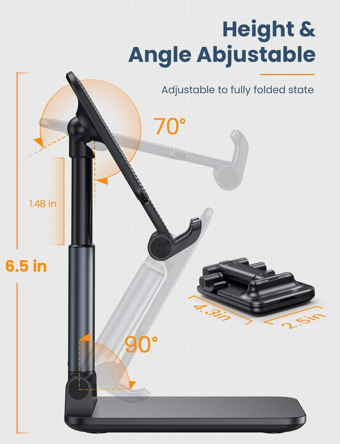 Adjustable Cell Phone Stand Holder Desk Dock Mount for Ipad Iphone Kindle Tablet