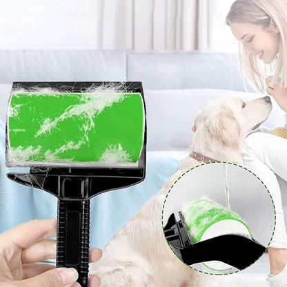 Stick Green Pet Hair Remover Lint Roller - Efficient Sticky Roller for Furniture, Clothes, and Carpets | TikTok Cleaning Must-Have