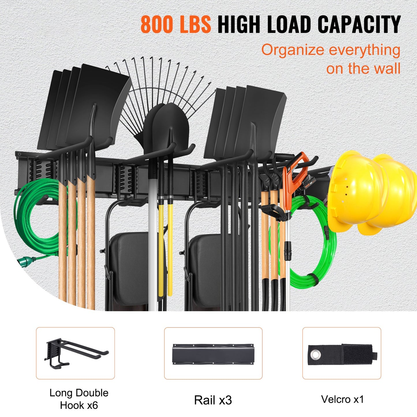 Garage Tool Organizer Storage Rack Holder Wall Mounted Heavy Duty 800 Lbs