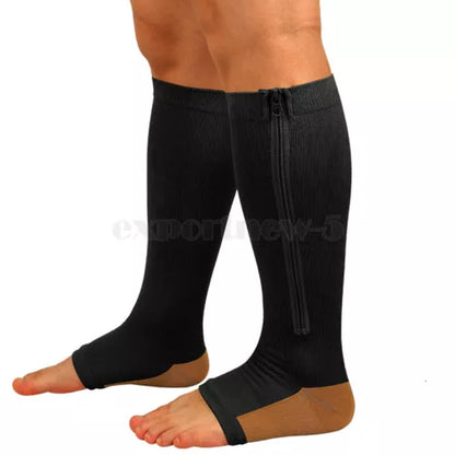 tame impala leg warmers Zipper Medical Compression Support Socks Knee High Open Toe Compression Socks Zip-Up Open Comfort Fit Womenswear Breathable