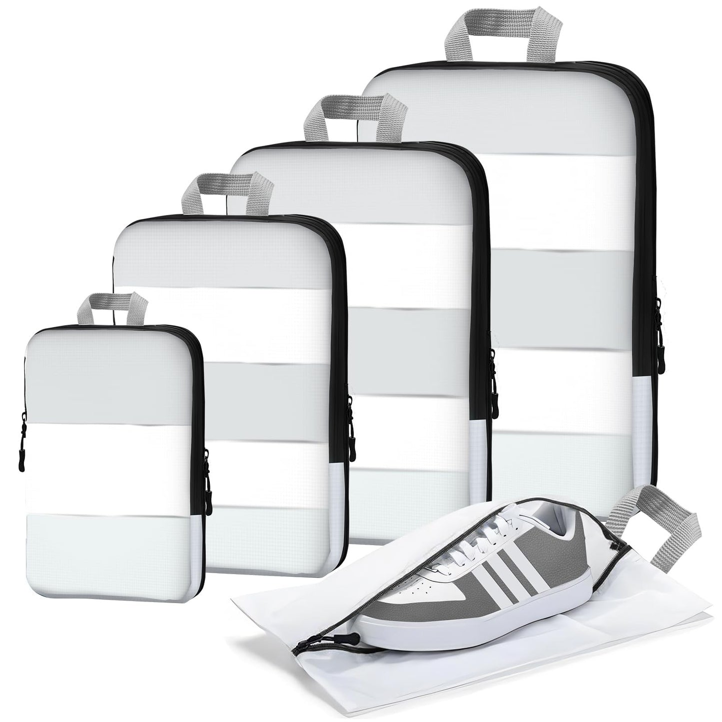 Compression Packing Cubes, 5-Piece Set Travel Organizer Boxes, Compressible Lugg