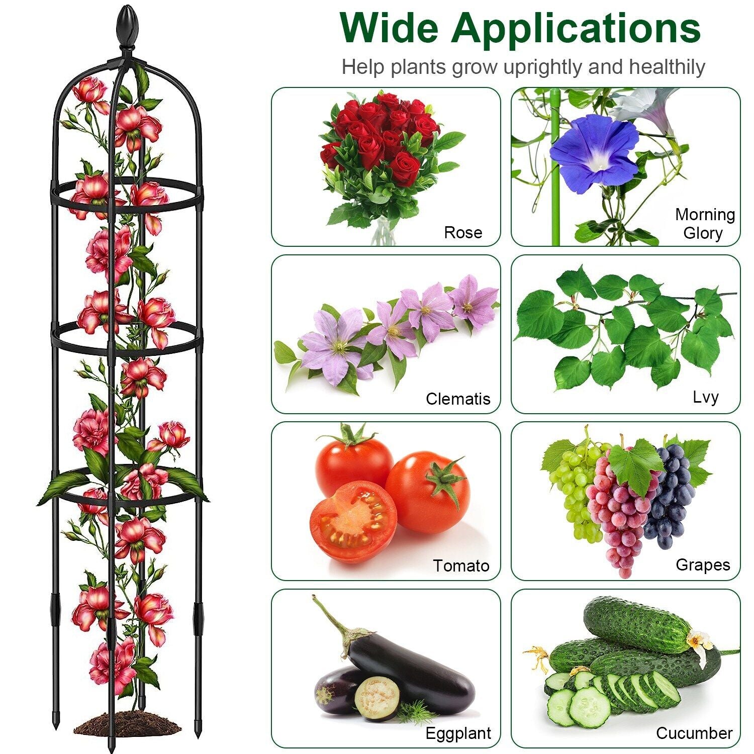 2Pack 6Ft Rustproof Garden Trellis for Potted Plants Climbing Vine Rose Clematis