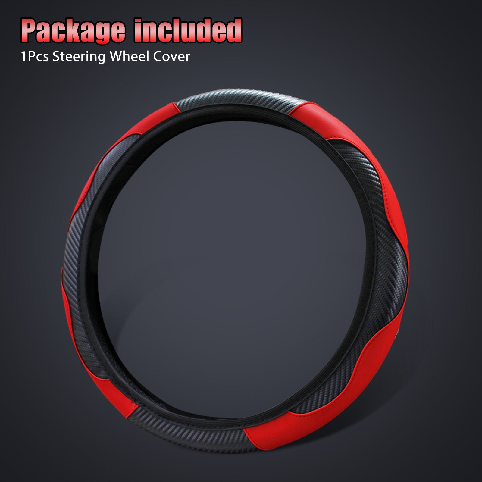 Universal Car SUV Steering Wheel Cover Red Microfiber Leather 15" for Honda Jeep