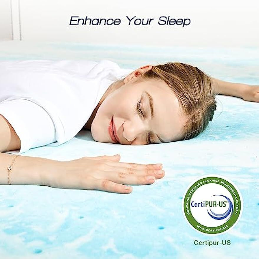 mattress toppers, Memory Foam Bed Topper - Cooling Gel, Pressure Relief, High-Density Support, Breathable & Comfortable Mattress Pad for Deeper Sleep