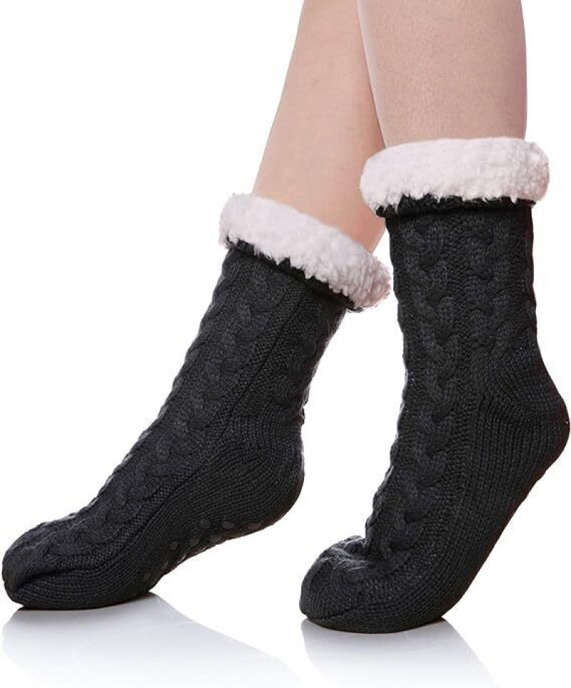 warm floor sock Winter anti Slip Warm Fleece-Lined Slipper Socks Thickening Sleep Floor Socks US