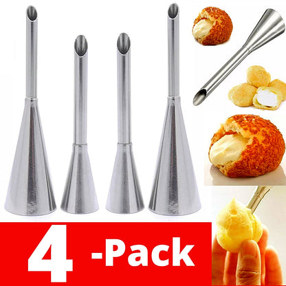 4Pack Icing Piping Nozzles Tips Set –Essential Cake Decorating Tools Kit for Sugarcraft Pastry Decor, Baking Supplie Bakeware Stainless Steel Reusable