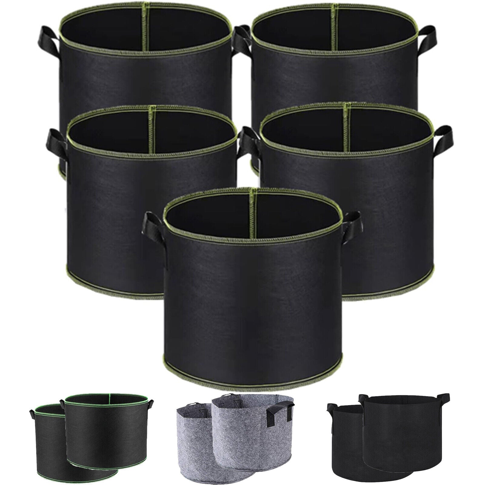 Plant Grow Bags | 5/10pcs 1-30 Gallon Thickened Nonwoven Fabric Pots | Durable & Breathable Containers for Gardening, Vegetables & Flowers