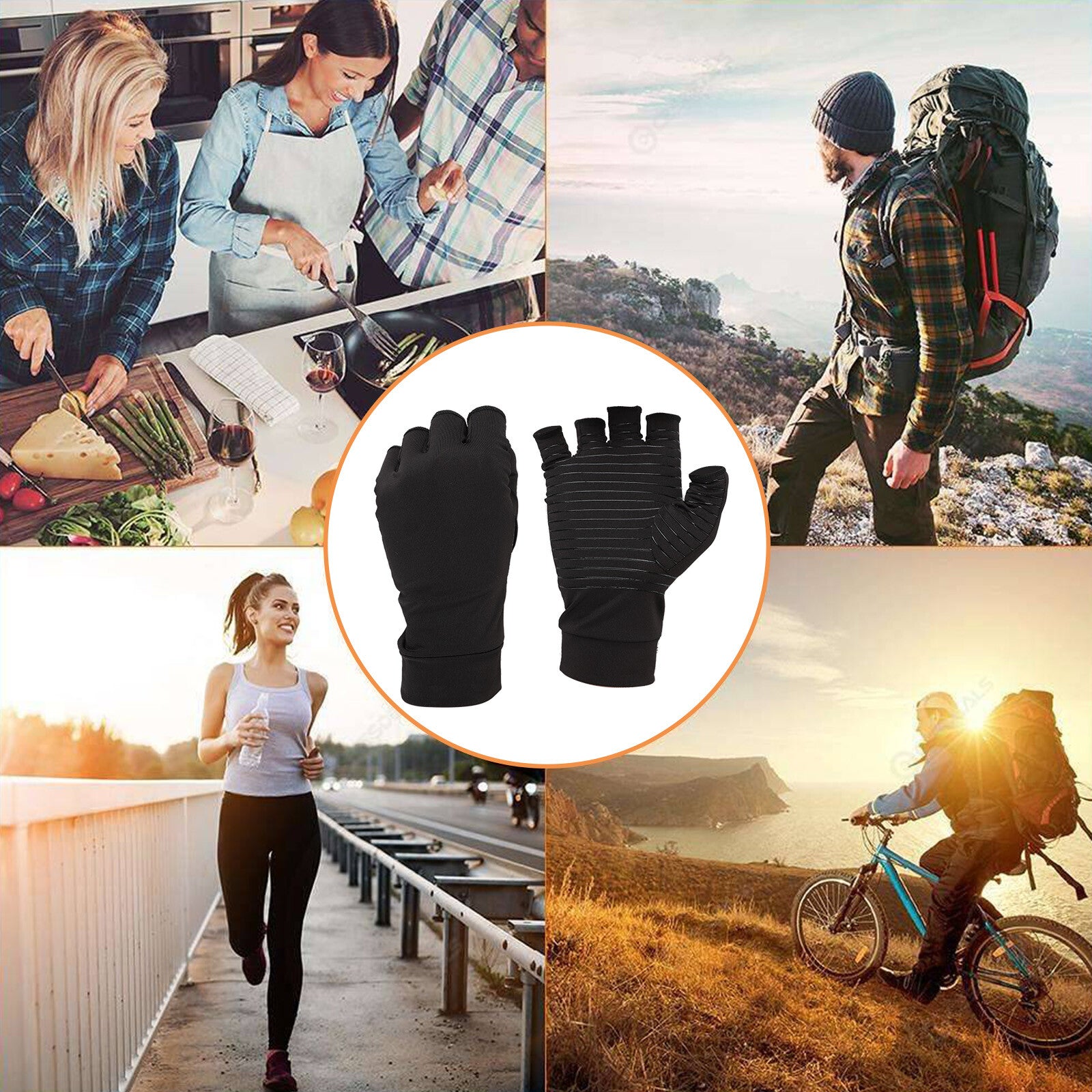 Copper Arthritis Compression Gloves Hand Wrist Brace Support Joint Pain Relief