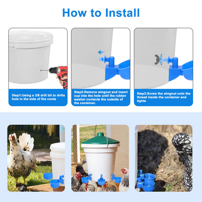 10PCS Automatic Water Cups Poultry Drinker Waterer Chicken Duck Quail Drinking