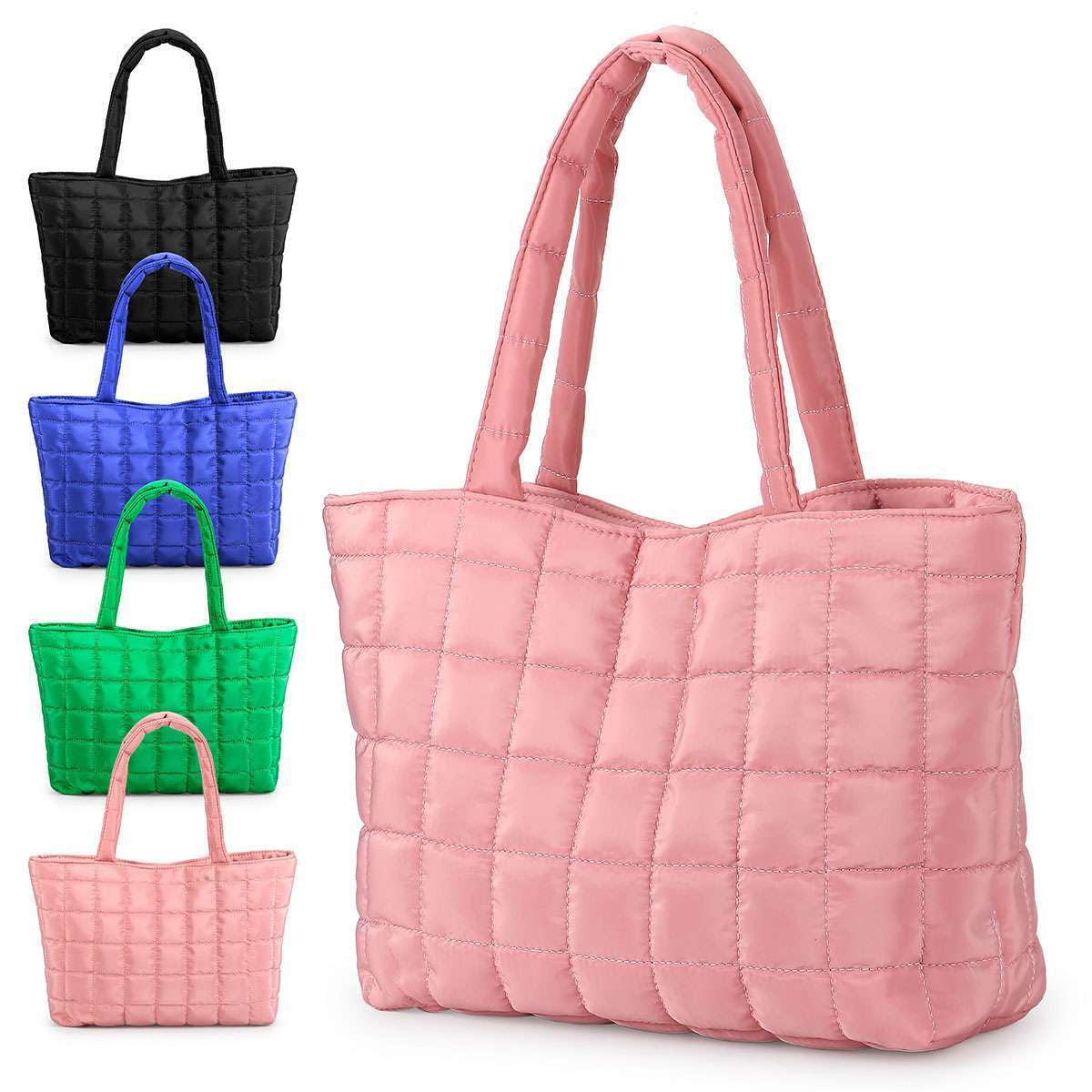 Women Puffer Tote Bag Quilted Puffy Handbag Shoulder Bag down Underarm Large Bag