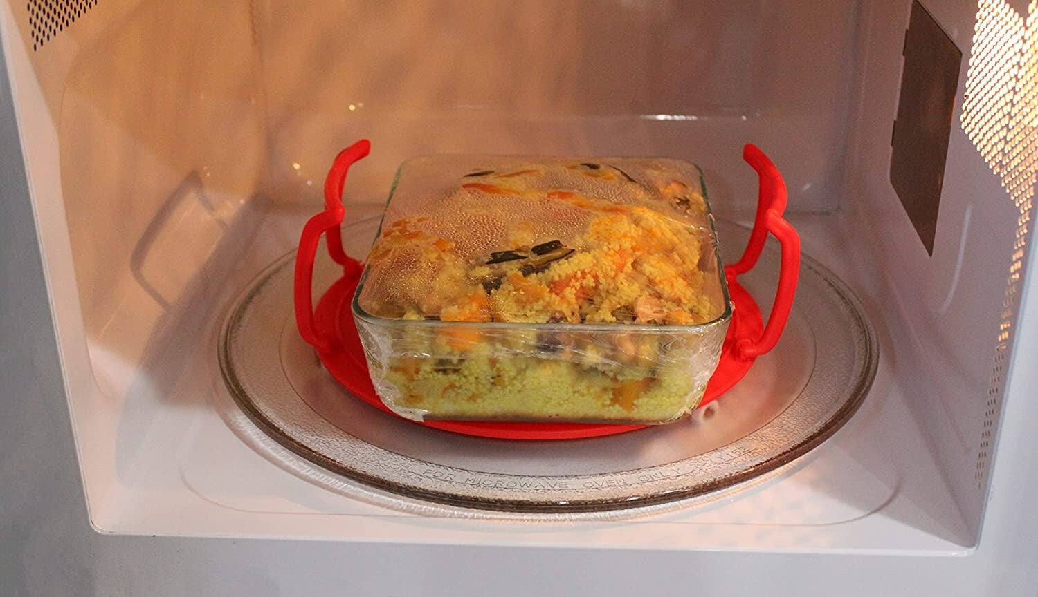 2-Tier Microwave Food Tray – Stacking Shelf, Splatter Guard & Carry Tray, Random