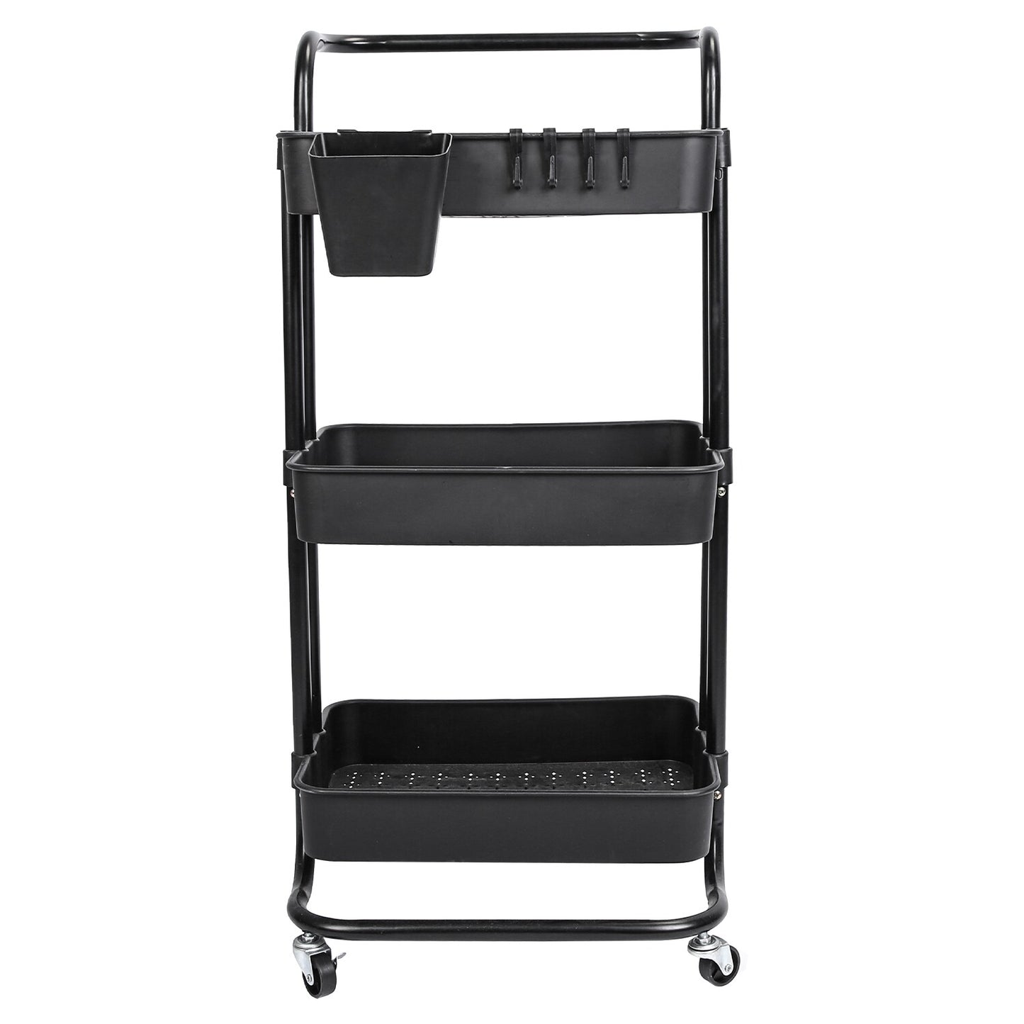 3 Tier Rolling Kitchen Trolley Cart Metal+Pp Storage Shelves Rack Utility Cart