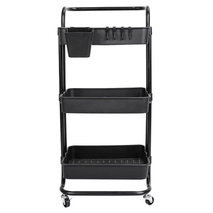 3 Tier Rolling Kitchen Trolley Cart Metal+Pp Storage Shelves Rack Utility Cart