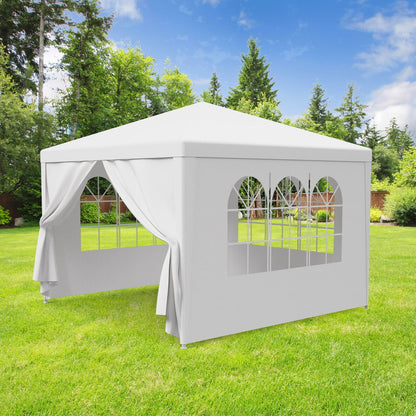 Trending 10'x10' White Party Tent | Outdoor Canopy Gazebo for Weddings, BBQs & Events w/ 4 Removable Walls, Waterproof Cover & Steel Frame