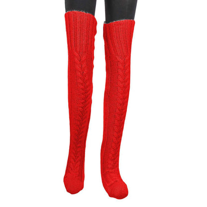 Women Warm Winter Knitted Socks over Knee Long Thigh High Boot Soft Stockings
