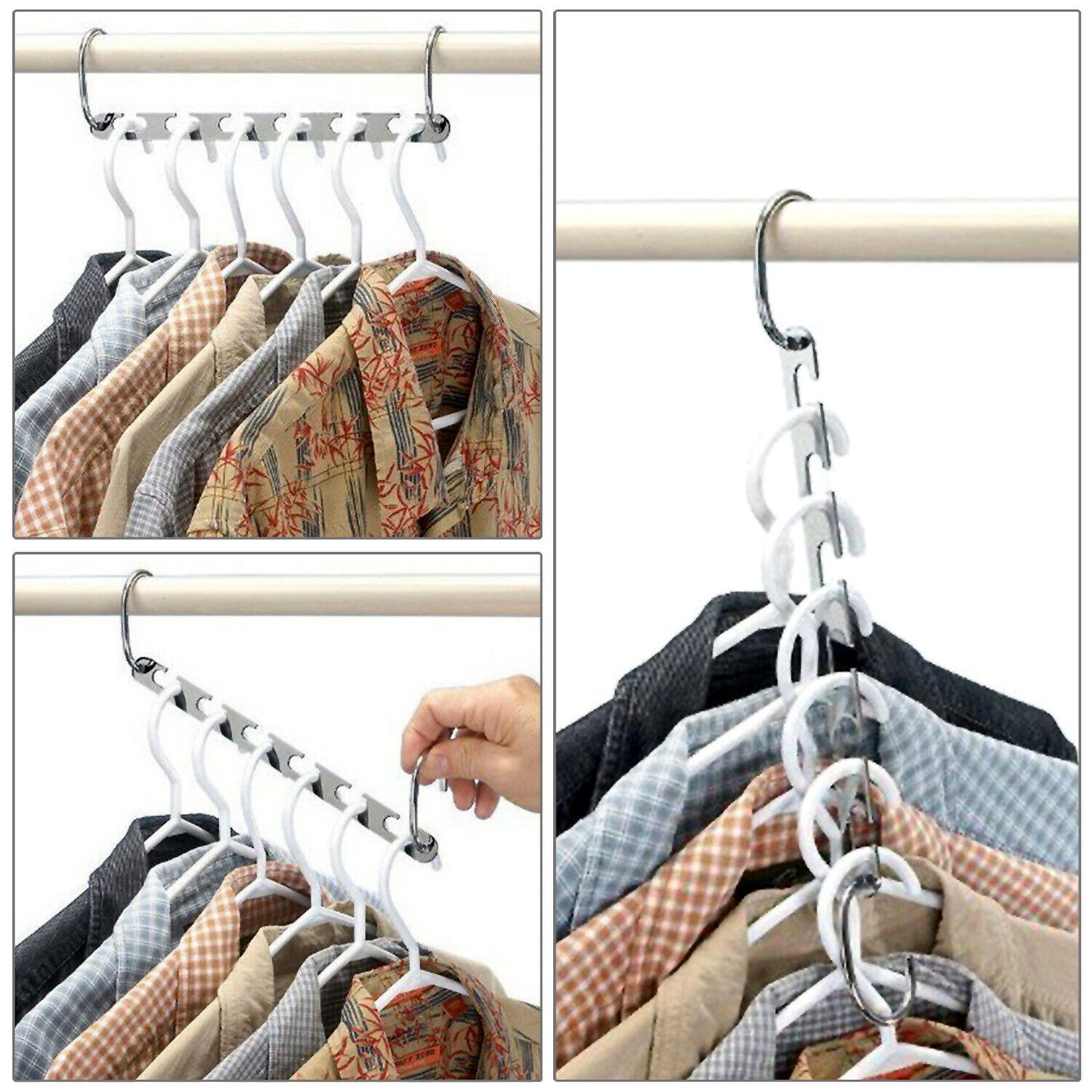 6 Pack Metal Wonder Closet Hanger Organizer Hook Space Saving Clothes Rack NEW