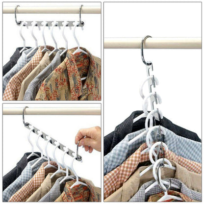 6 Pack Metal Wonder Closet Hanger Organizer Hook Space Saving Clothes Rack NEW